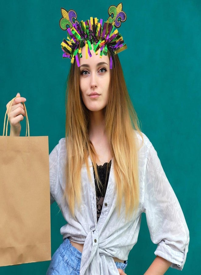 Doneace Mardi Gras Headband Carnival Headband Glitter Purple Green Gold Mask Fleur De Lis Hairband Fat Tuesday Hair Accessories for Women Girls Mardi Gras Celebration Parades Party Festival Headdress 1PCS - Image 4
